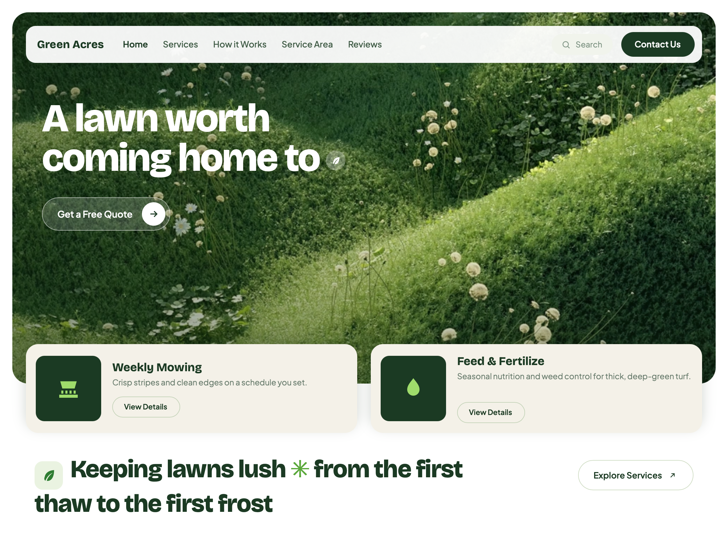 Green Acres Lawn Care website