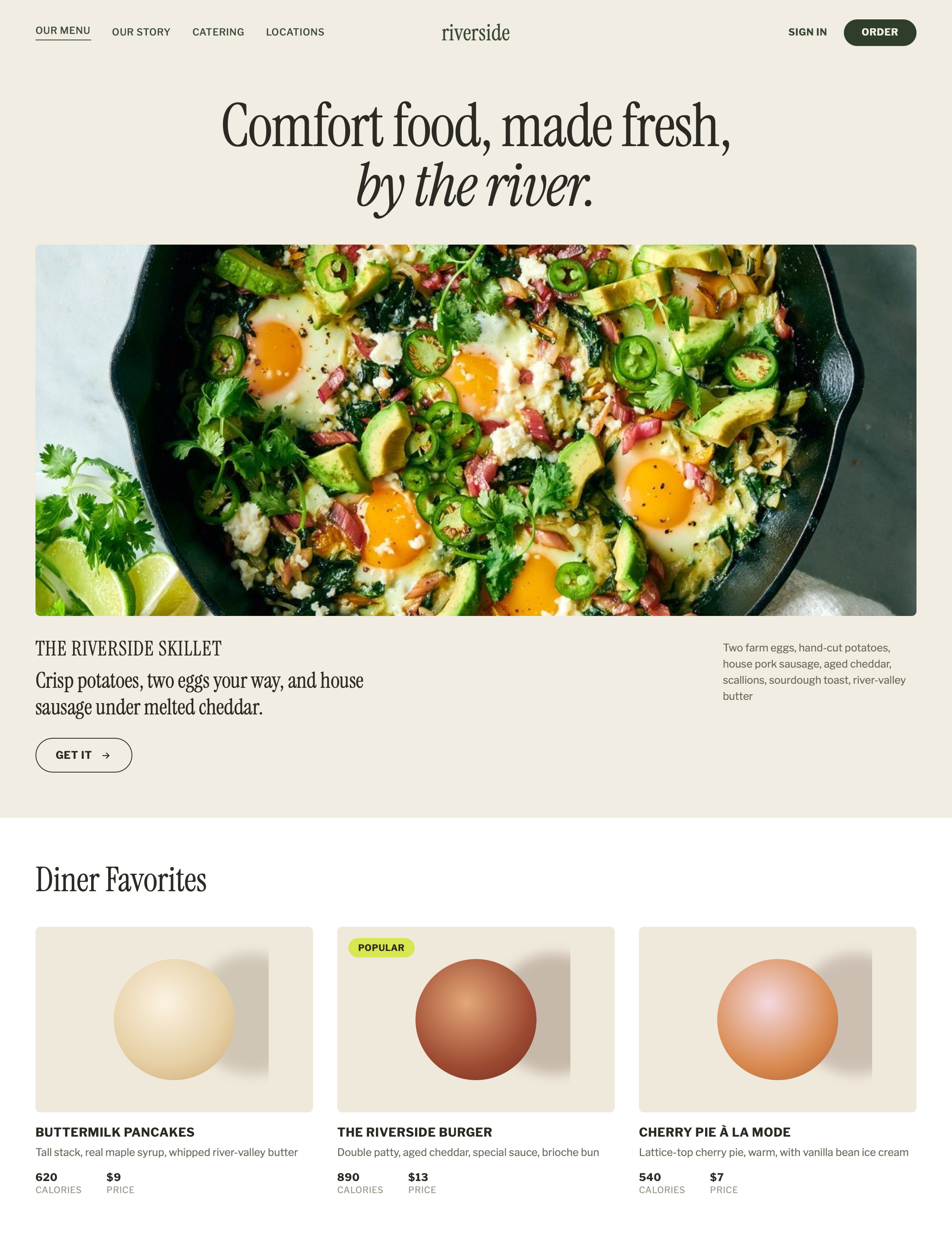 Riverside Diner website